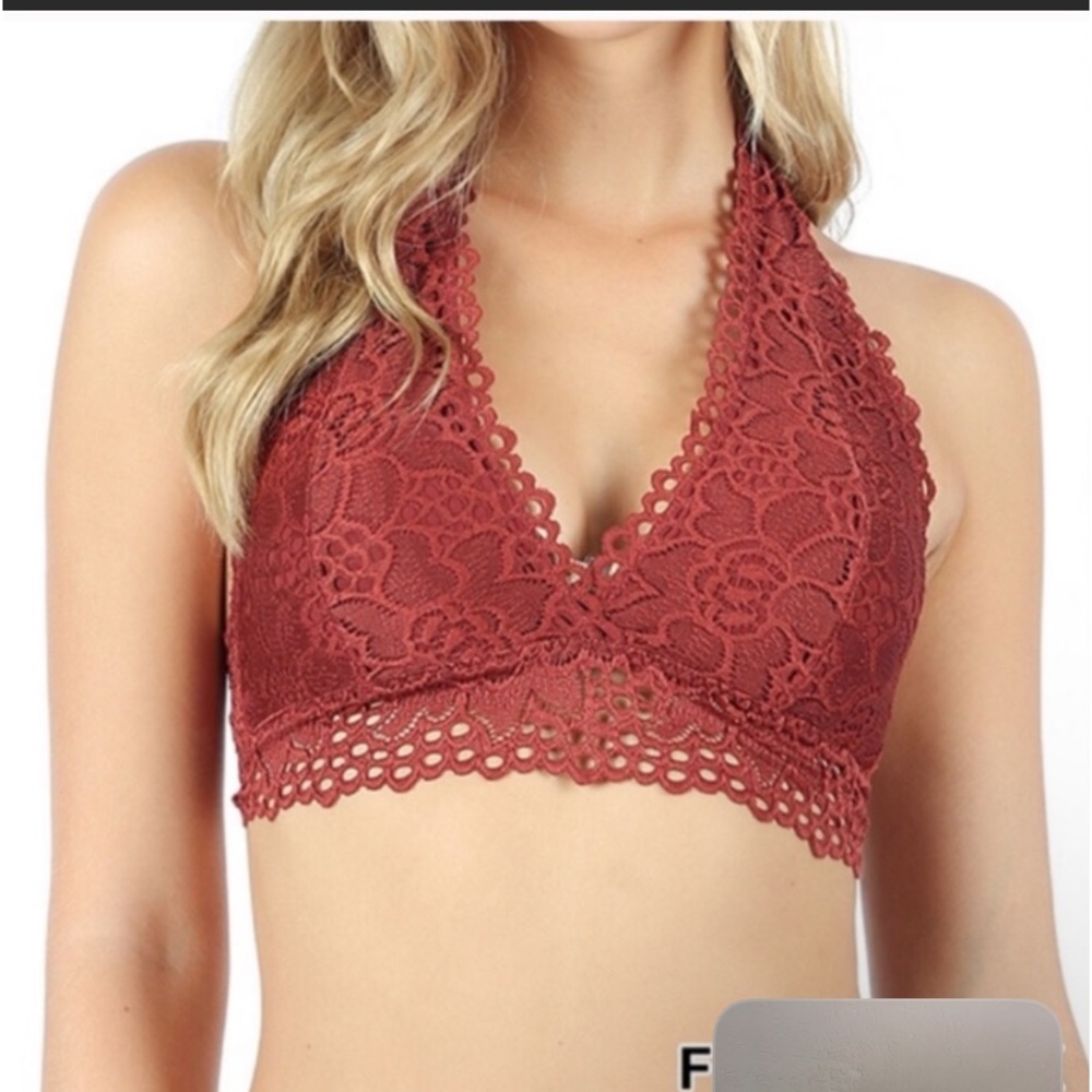 NIP ZENANA 2X (XL Good) SEXY BURNT ORANGE LACE LINED BRALETTE 38-42CD DD